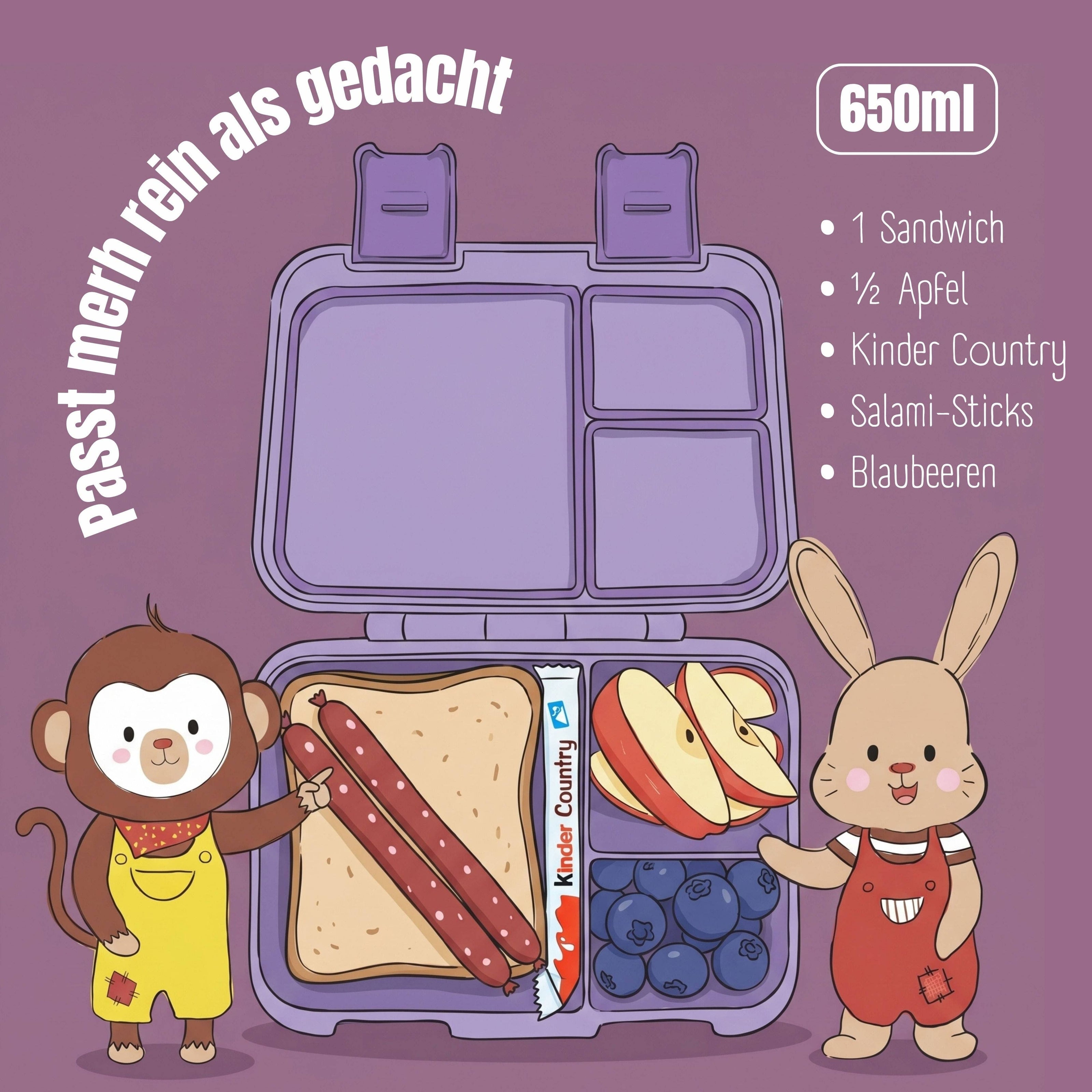 BEARFOOT Bento Box COMPACT Lunch Box 1000ml Kids