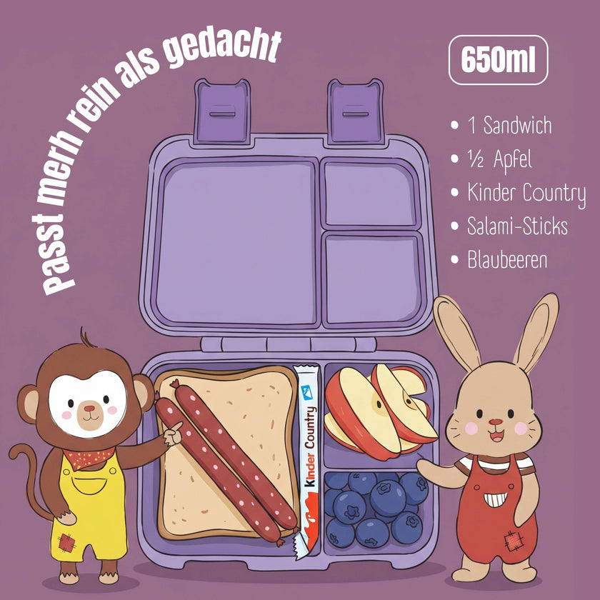 BEARFOOT Bento Box COMPACT Lunch Box 1000ml Kids