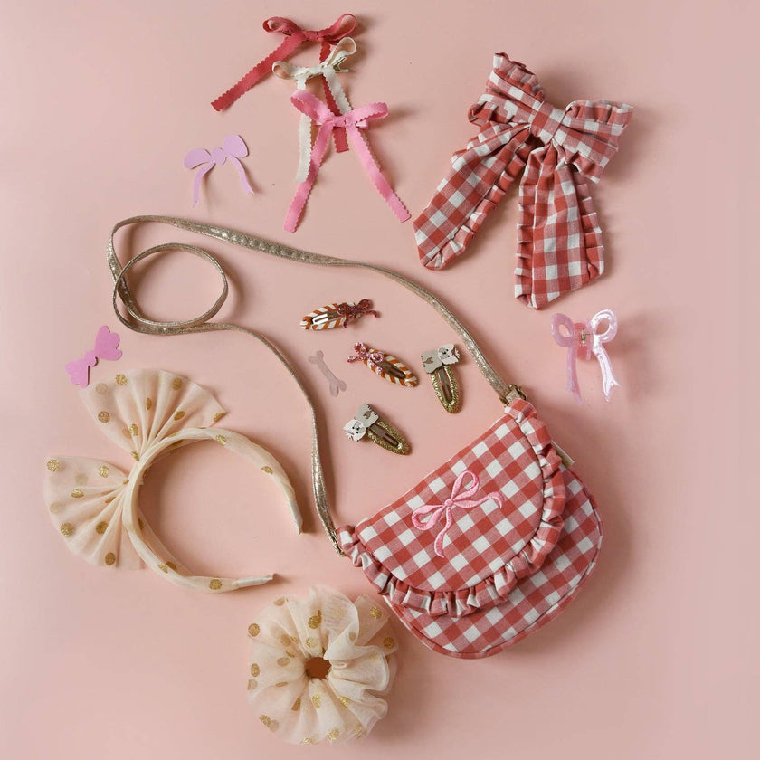 Stripy Glitter Bow Clips