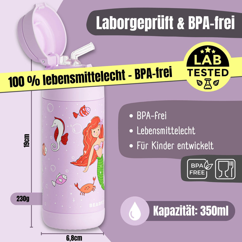 BEARFOOT Thermo Water Bottle Mermaid 350 ml Kids | Beetles & Bugs