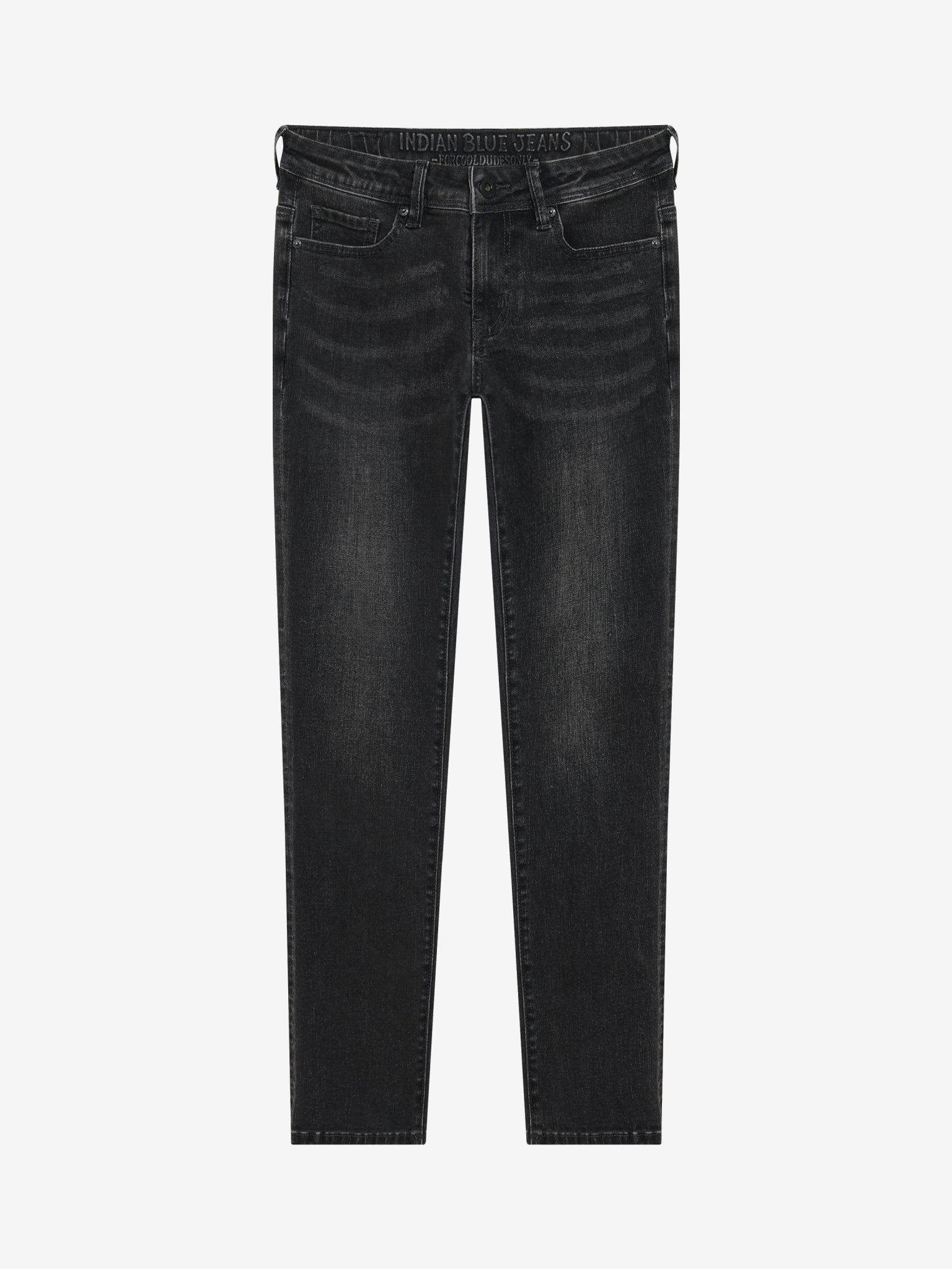 INDIAN BLUE JEANS Boys Straight Fit Black Jeans Black Denim