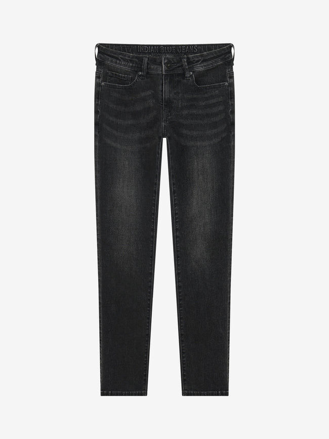 INDIAN BLUE JEANS Boys Straight Fit Black Jeans Black Denim