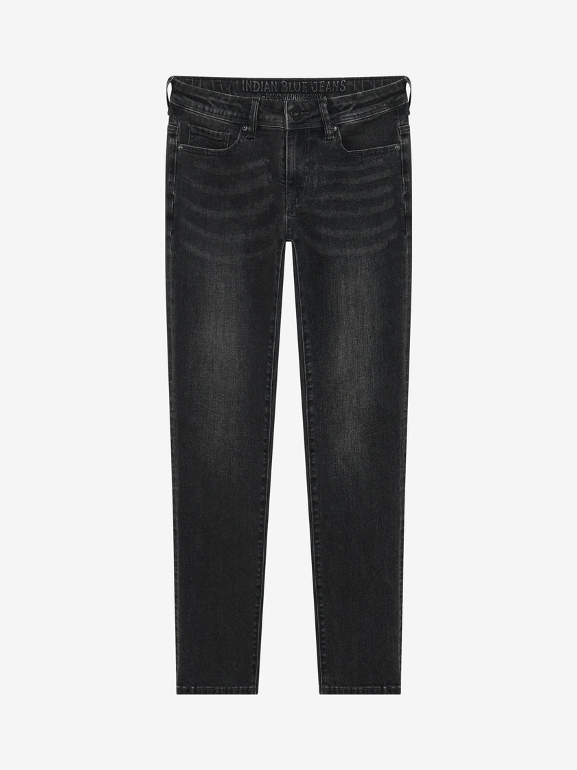 INDIAN BLUE JEANS Boys Straight Fit Black Jeans Black Denim