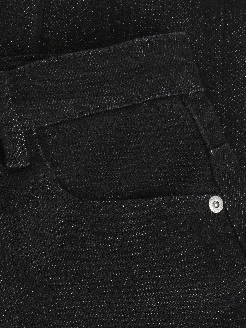 INDIAN BLUE JEANS Girls Extra Wide Fit Glitter Black Denim
