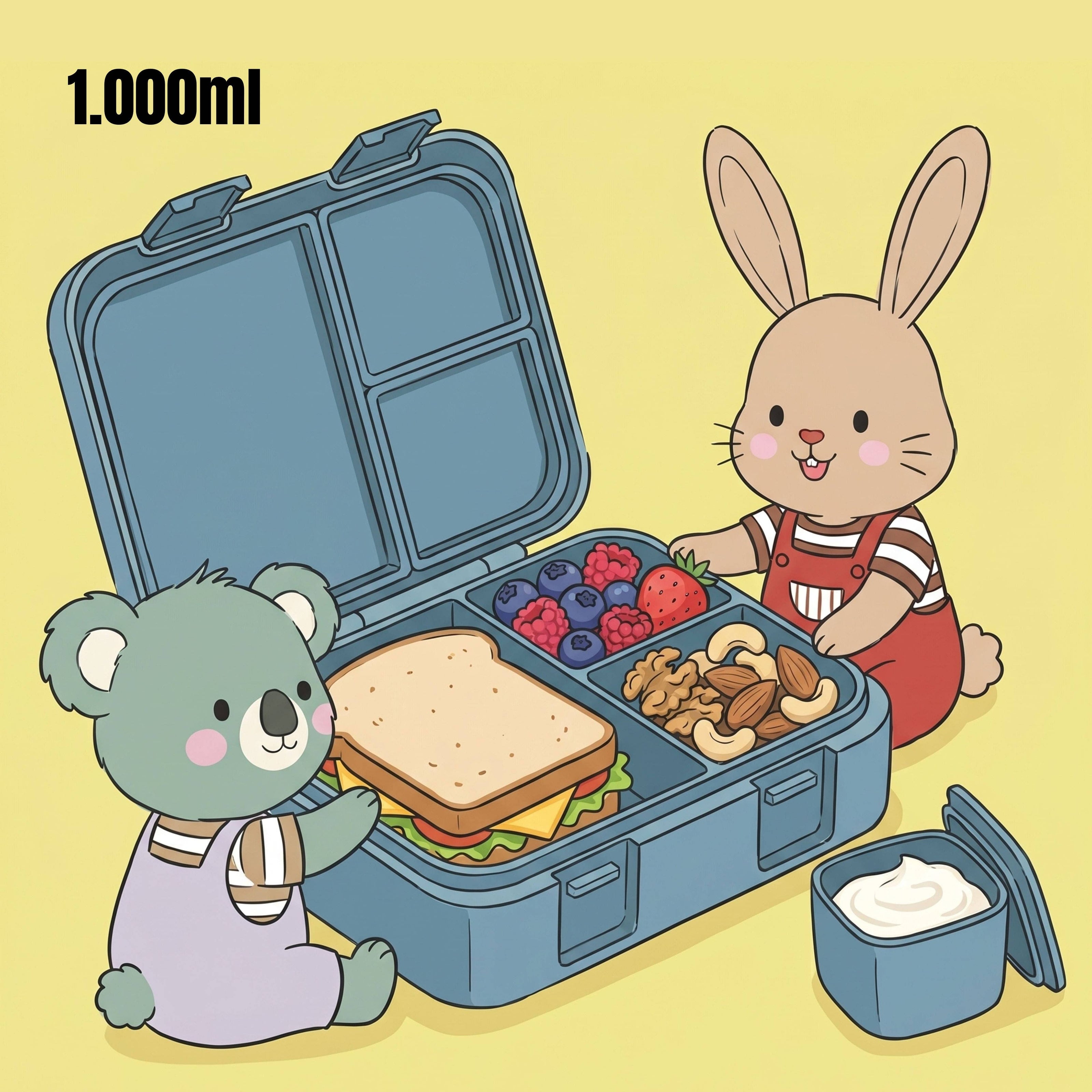 BEARFOOT Bento Box COMPACT Lunch Box 1000ml Kids