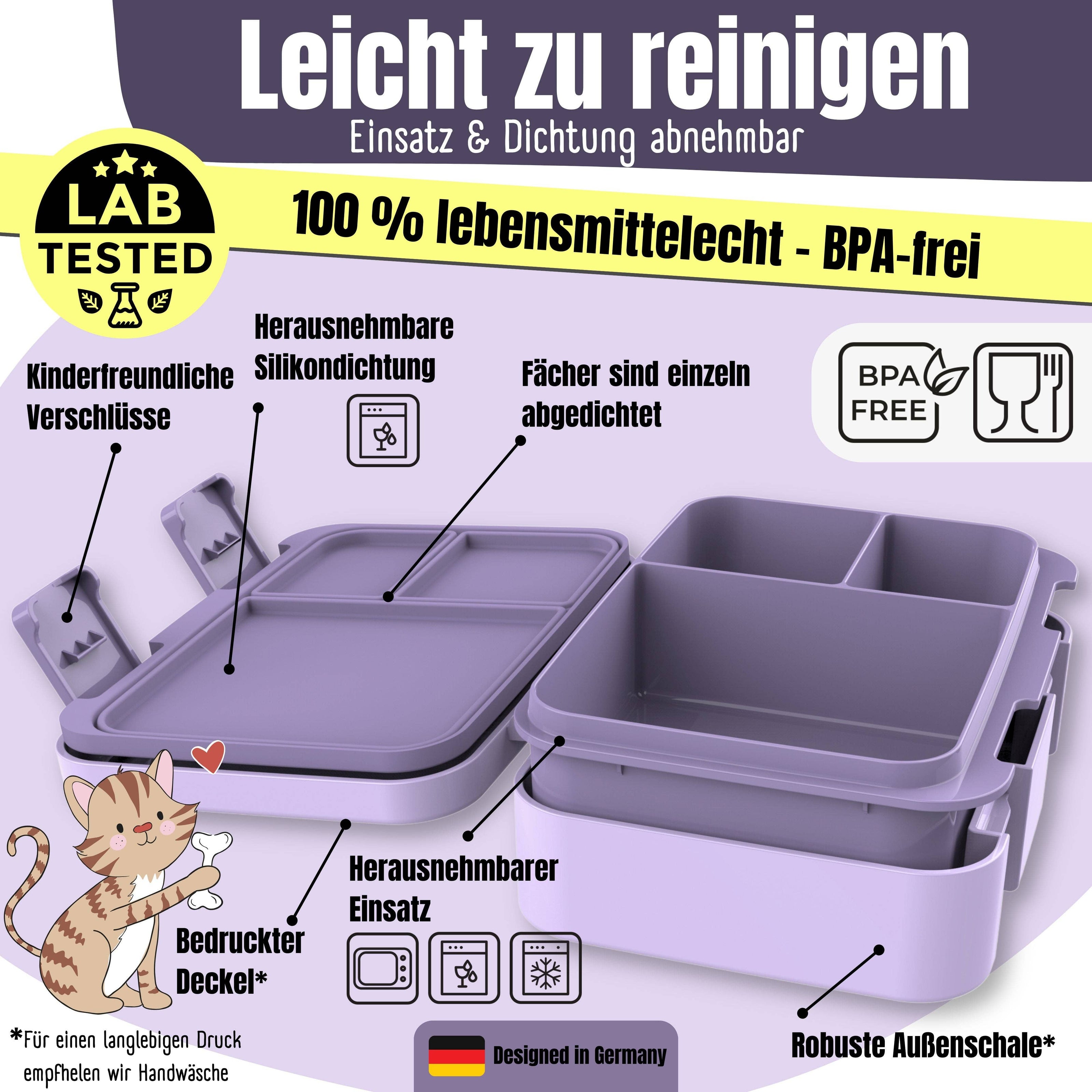 BEARFOOT Bento Box COMPACT Lunch Box 1000ml Kids