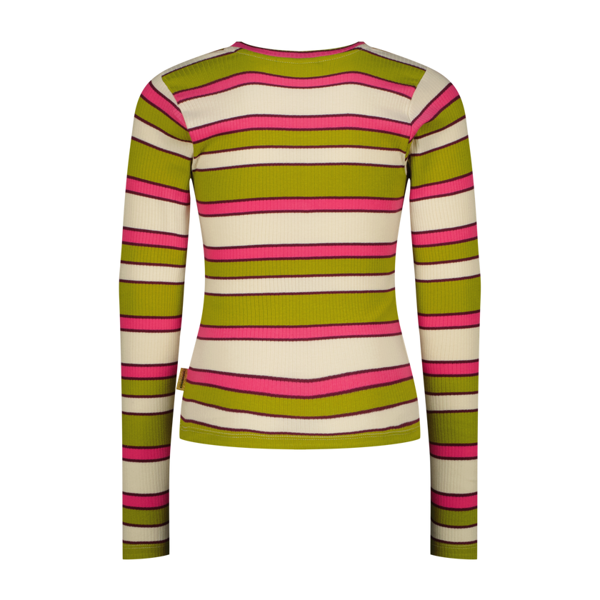 VINGINO Girls T-shirt Icon Stripe Top Golden Lime
