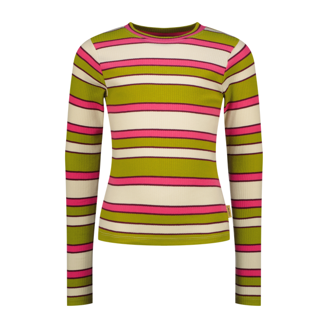 VINGINO Girls T-shirt Icon Stripe Top Golden Lime