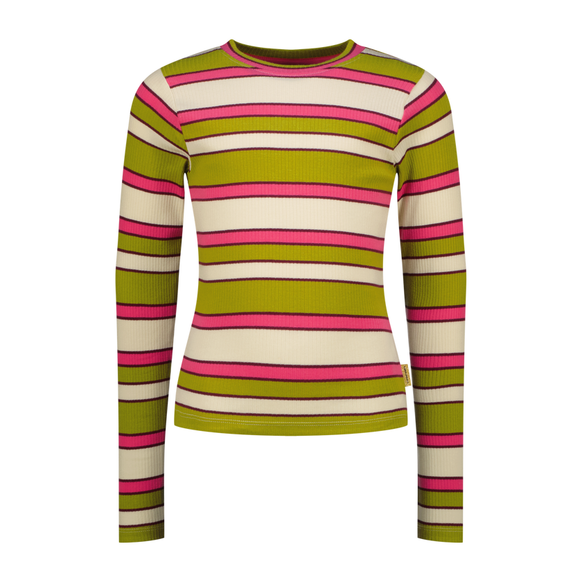 VINGINO Girls T-shirt Icon Stripe Top Golden Lime