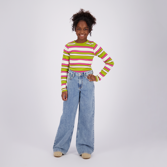 VINGINO Girls T-shirt Icon Stripe Top Golden Lime