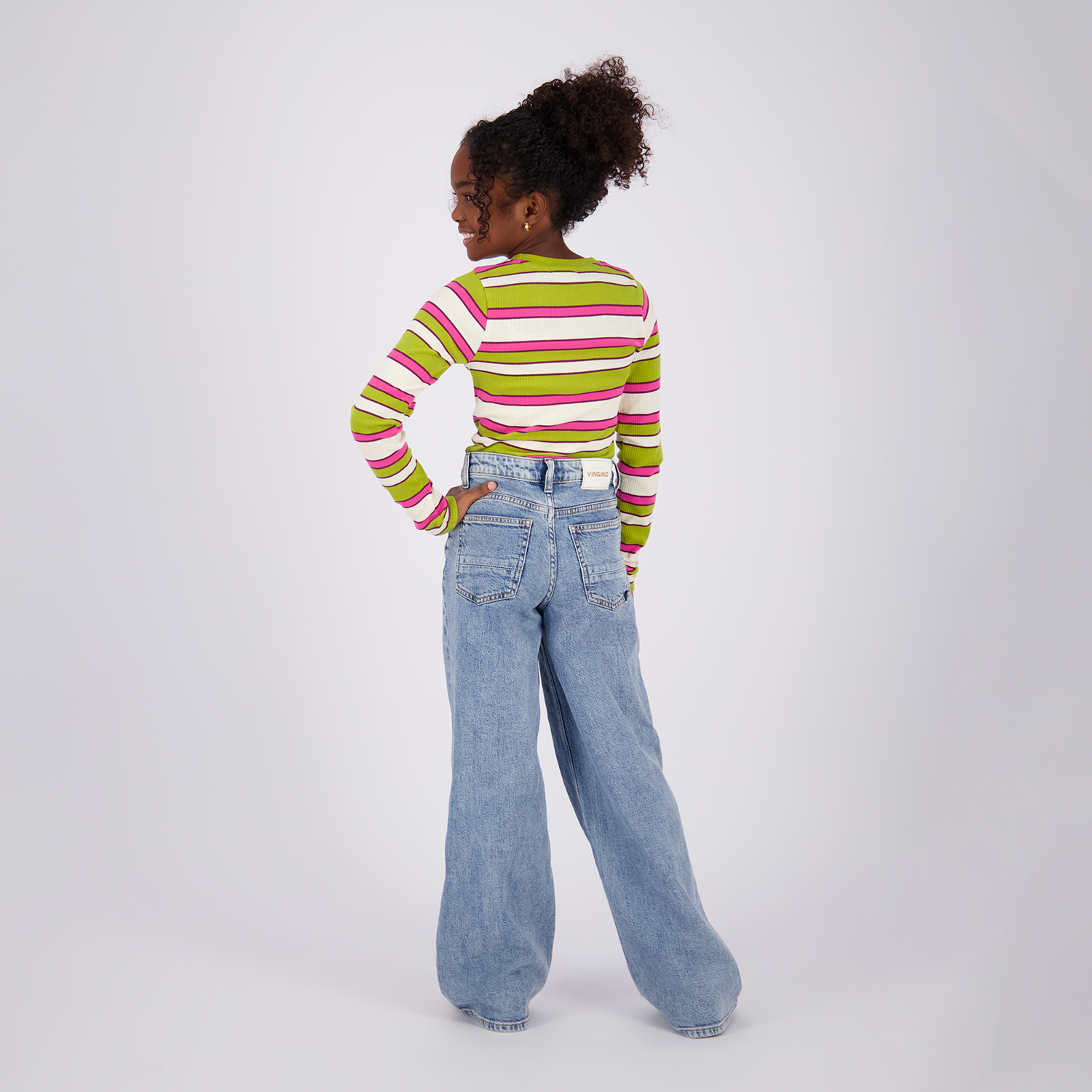 VINGINO Girls T-shirt Icon Stripe Top Golden Lime