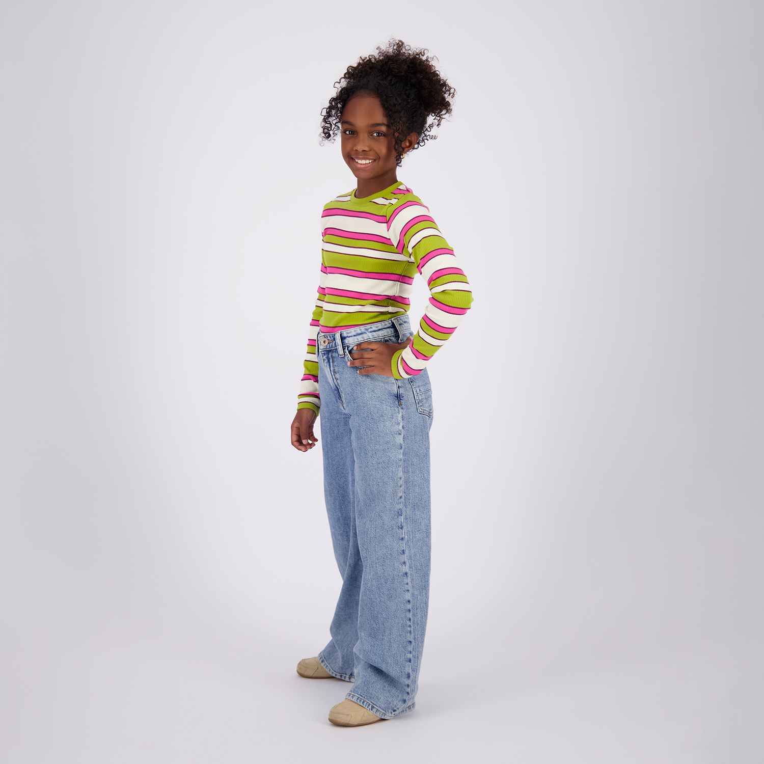 VINGINO Girls T-shirt Icon Stripe Top Golden Lime