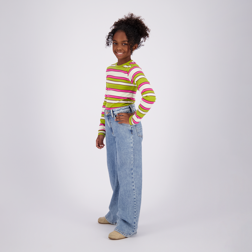 VINGINO Girls T-shirt Icon Stripe Top Golden Lime
