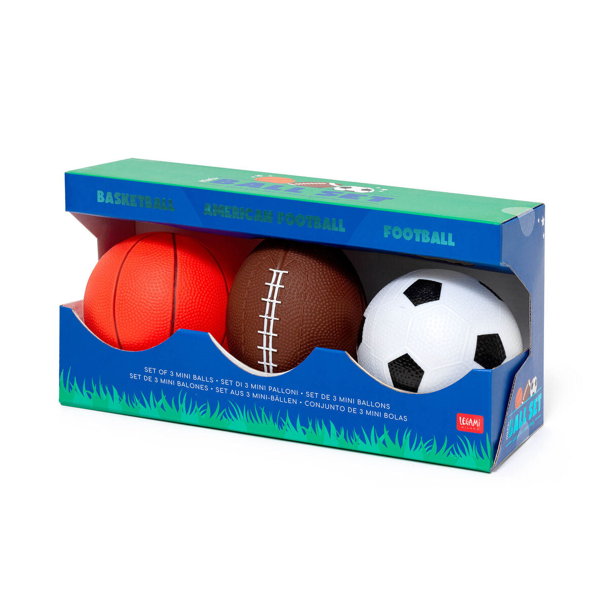 LEGAMI MINI BALL SET - SET OF 3 MINI BALLS - BASKETB+AMERICAN FOOTB.+FOOTB.