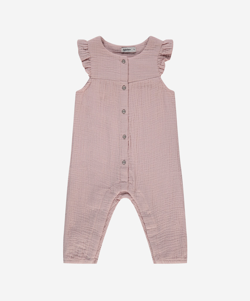 Details: Expertly crafted for your little one, this Baby Sleveless Muslin Suit in Blush offers ultimate comfort and style. The breathable muslin material, button closure, and sleeveless design make it perfect for warm weather, while the round neckline adds a touch of elegance. Keep your baby cool and stylish all day long.   Color: Blush  Composition : Summer 2024  