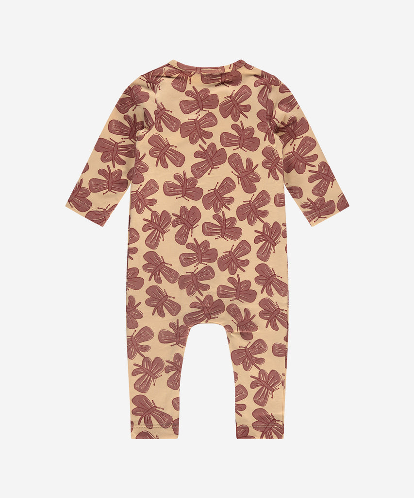 Details: Let your baby look beautiful for any occasion in this Jumpsuit. Crafted from comfortable fabric, this jumpsuit features a round neckline, frills and push buttons for easy changing. An all-over print of butterflies brings a special touch of fun to this sweet design.  Color: Vanilla  Composition: 95% BCI cotton/5% elasthan  