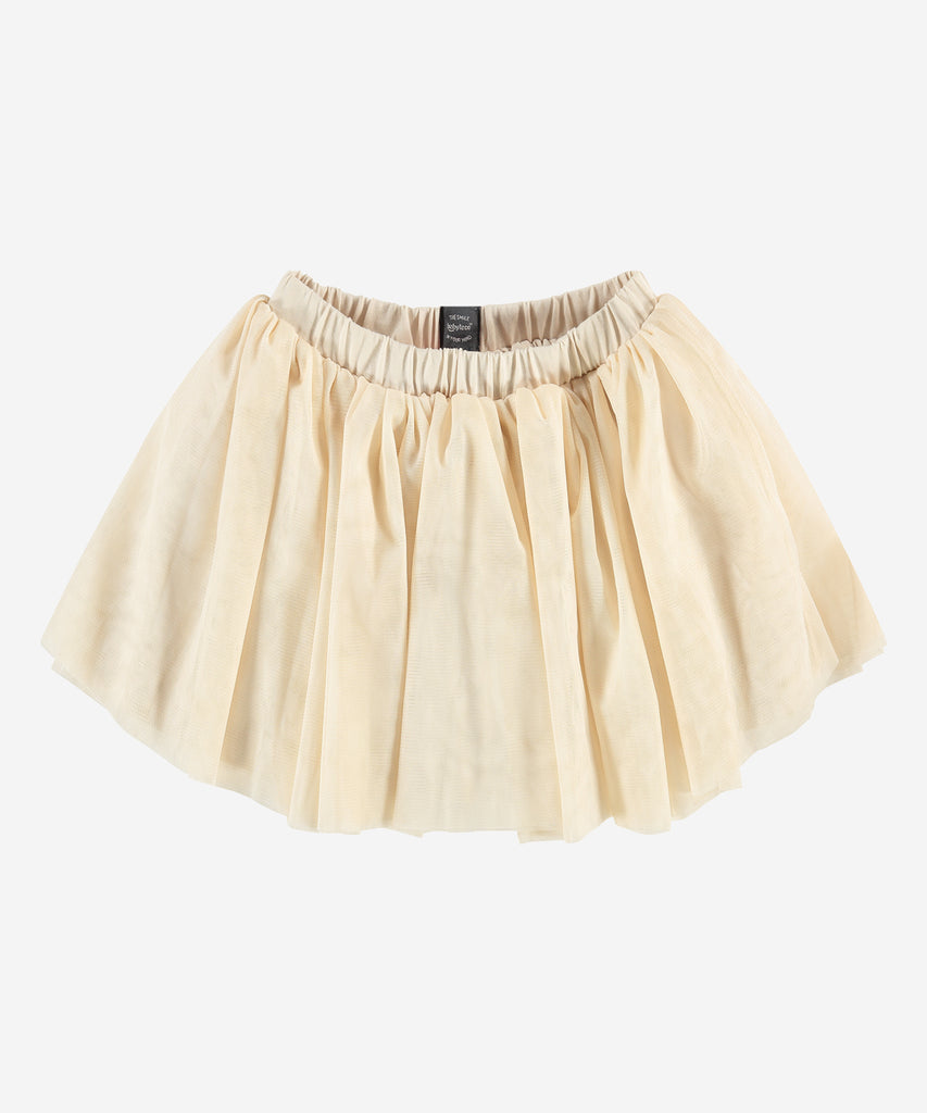 Details: This tulle skirt is perfect for any special occasion. Made from soft tulle fabric, the skirt features an elasticated waistband to ensure a perfect fit. Its lace detailing adds a touch of whimsy and romance.  Color: Stone  Composition: 100% polyester 