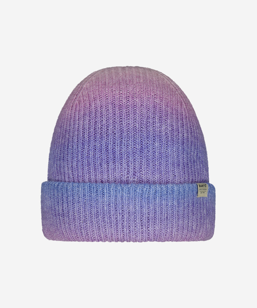 Deatils: The Niagra Beanie is a very soft, stretchable hat with a subtle rib structure.  Color: Ombre purple   Size: 53-55  = 4- 8 years and up  Composition:  Acrylic 