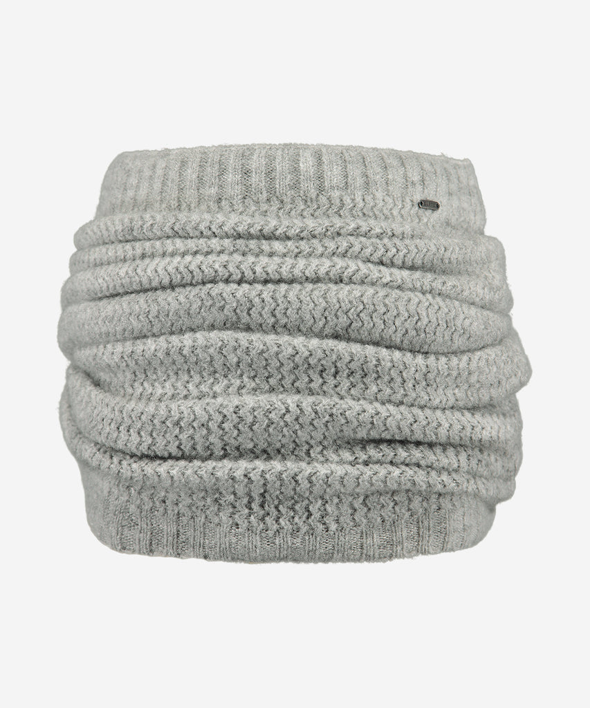 Details: The Shae Col is a very soft, stretchy turtleneck with a subtle zigzag pattern. It's the perfect combination with the Shae Beanie, Shae Headband, Suzam Beanie Kids, Kizy Beanie, Shae Mitts and Shae Gloves.  Color: Heather grey  Size: One Size  Composition:  74% Acrylic|23% Polyamide/Nylon|3% Elastane  