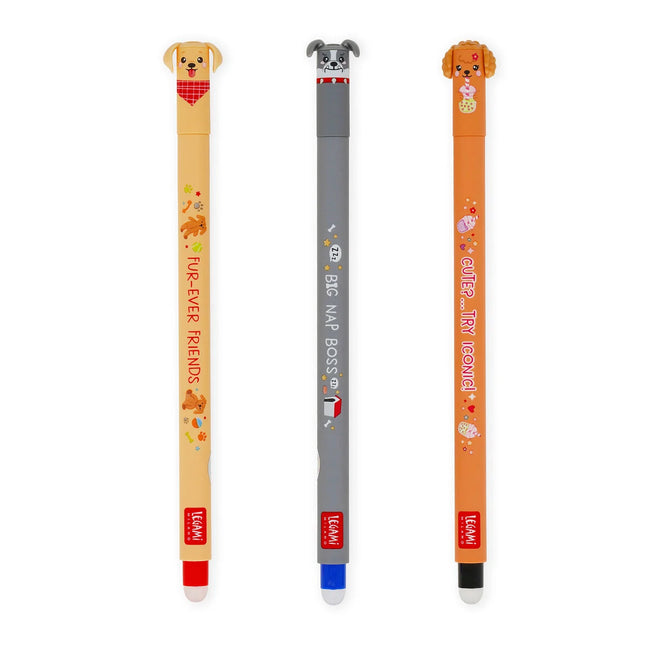 LEGAMI FUR FRIENDS FOREVER - SET OF 3 ERASABLE GEL PENS - DOGS