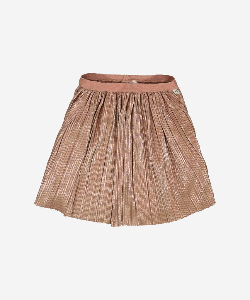 Details: Upgrade your wardrobe with our Plissee Skirt in Glitter Copper. This elegant skirt features a unique plisse design and a flattering elastic waistband for a comfortable fit. Perfect for any occasion, add a touch of glamour to your outfit with this copper-colored skirt.  Color: Copper  Composition: 100% Polyester 