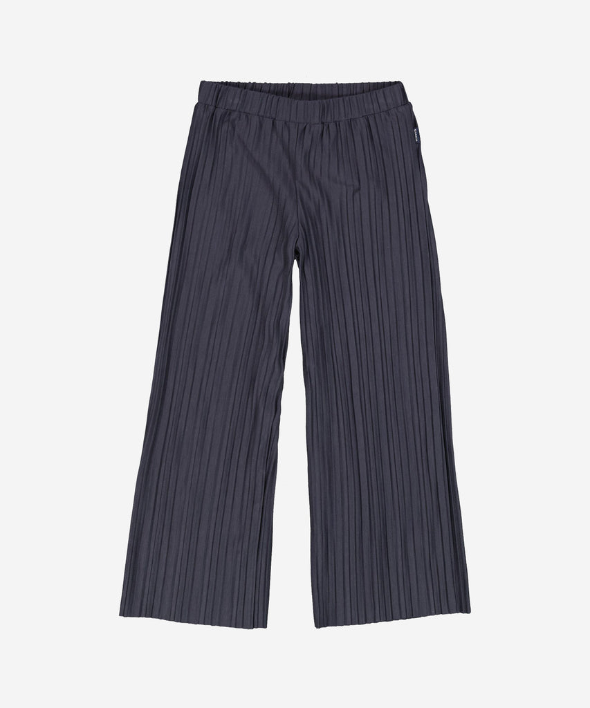 Details:  "These Pleated Wide Pants in Galaxy Blue offer a stylish and comfortable option for any outfit. The pleated design adds a touch of sophistication, while the elastic waistband ensures a perfect fit. Elevate your wardrobe with these statement pants."   Color: Galaxy blue   Composition:  65% Recycled Polyster, 32% Viscose, 3% Elasthan  