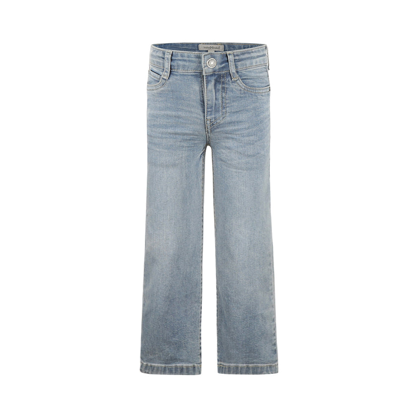 KOKO NOKO Girls Jeans, Wide Leg Denim Mid. Blue