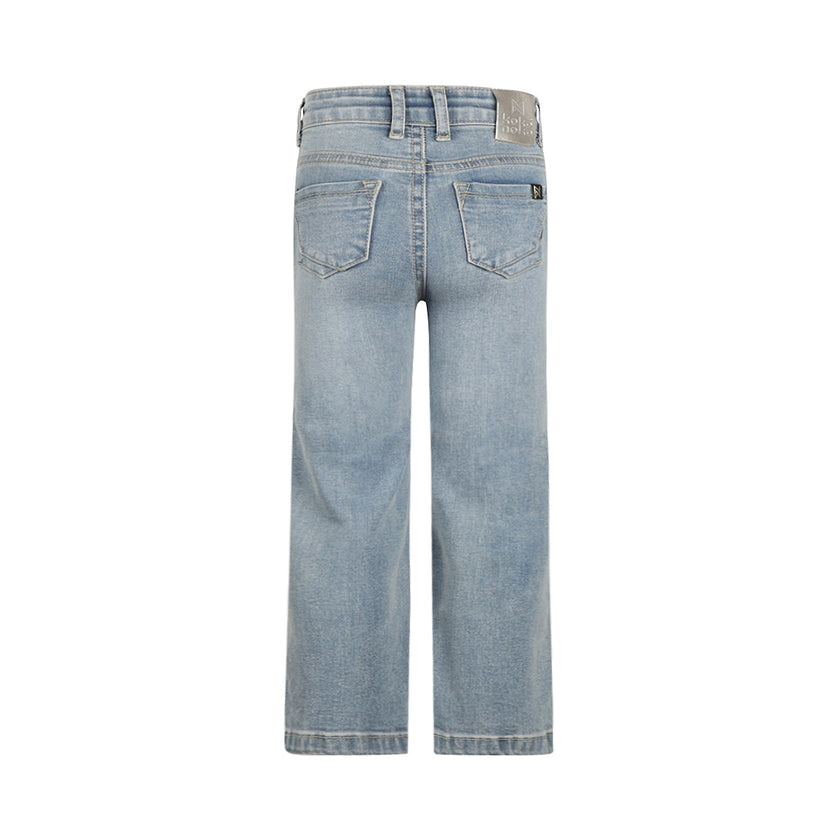 KOKO NOKO Girls Jeans, Wide Leg Denim Mid. Blue