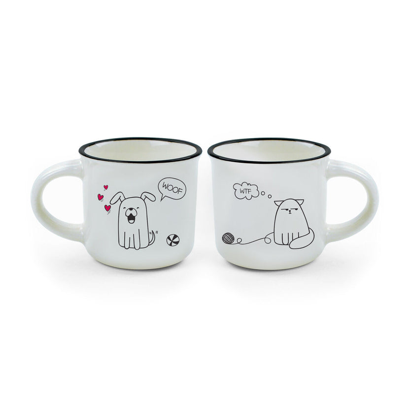 LEGAMI ESPRESSO FOR TWO - 2 COFFEE MUGS DOG AND CAT
