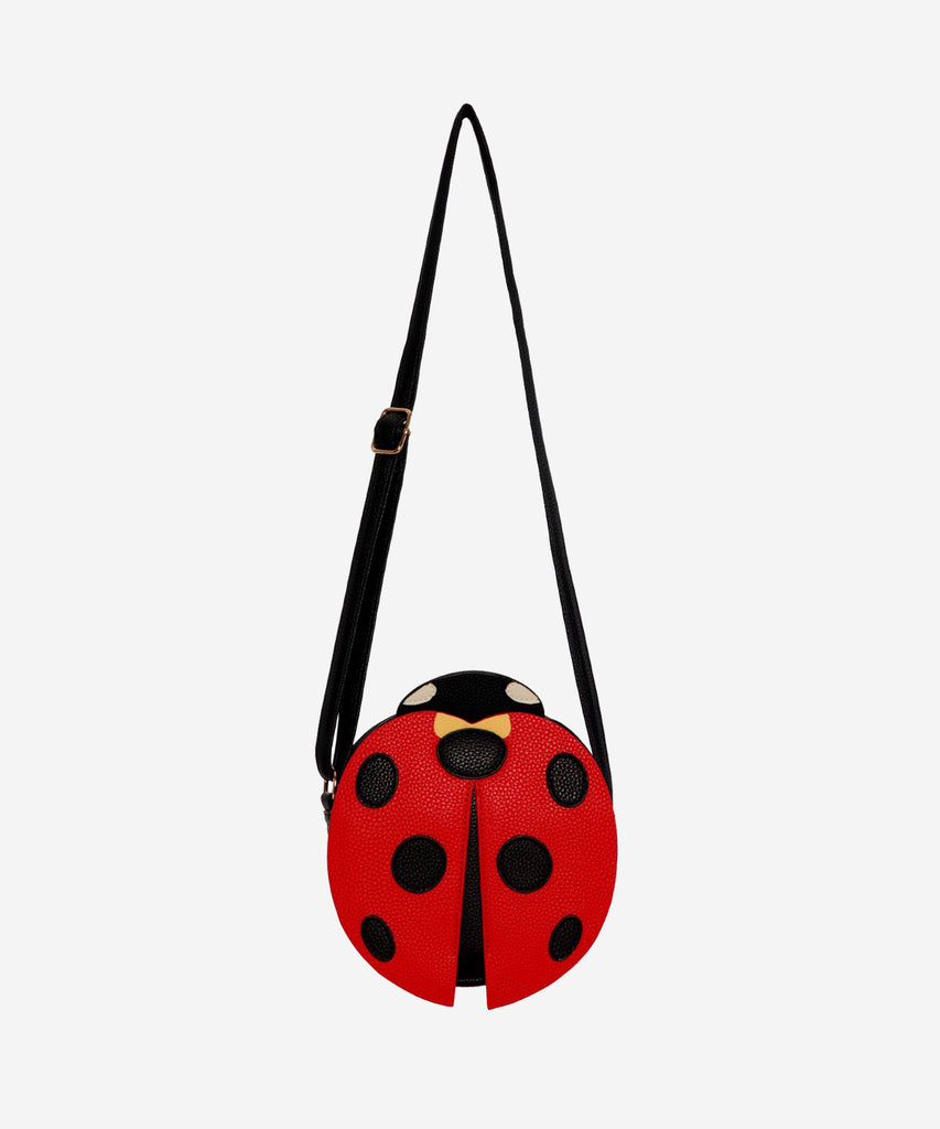Details:  Our Ladybug Cross Body bag is the perfect companion for any adventure! This bag features an adorable ladybug design and zip closure to make sure your items are safe and secure. With this stylish bag, you're sure to be a hit no matter where your day takes you!  Color: Black red  Composition:  100% Polyurethane 
