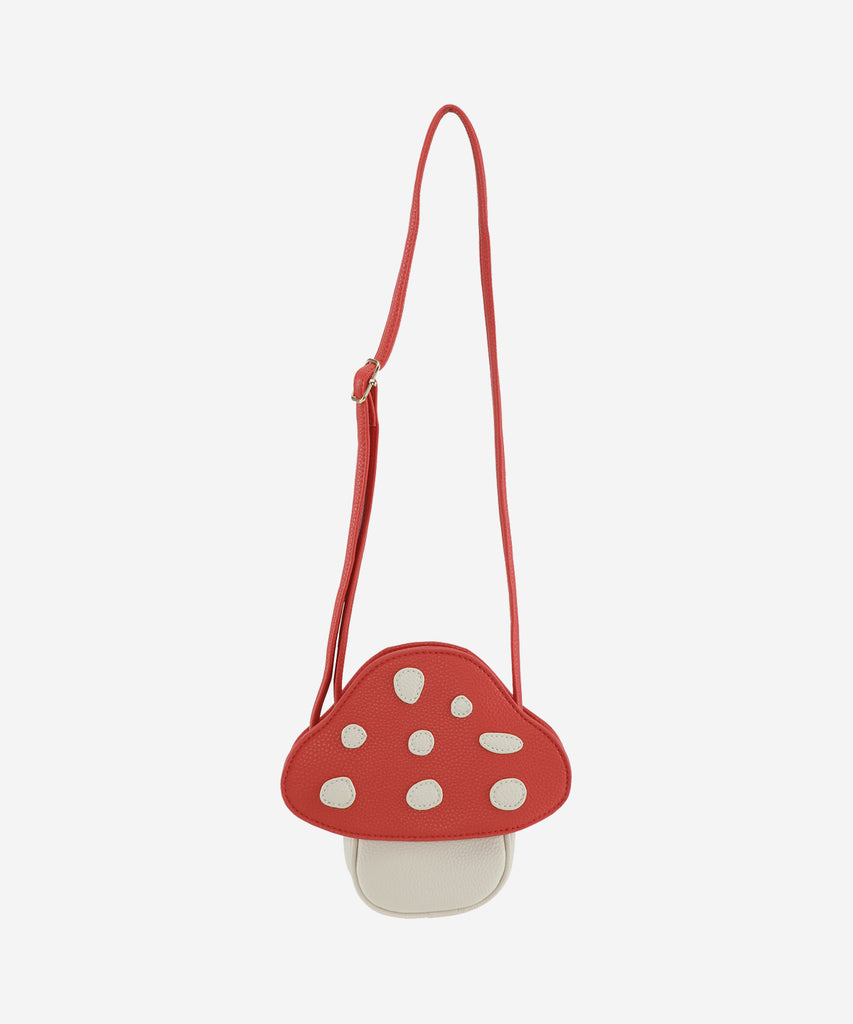 Details: Mushroom shaped cross body bag, Handbag with zip closure.  Color: Fungi red  Composition:  100% Polyurethane 