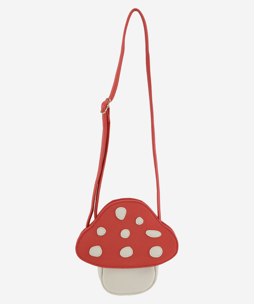 Details: Mushroom shaped cross body bag, Handbag with zip closure.  Color: Fungi red  Composition:  100% Polyurethane 