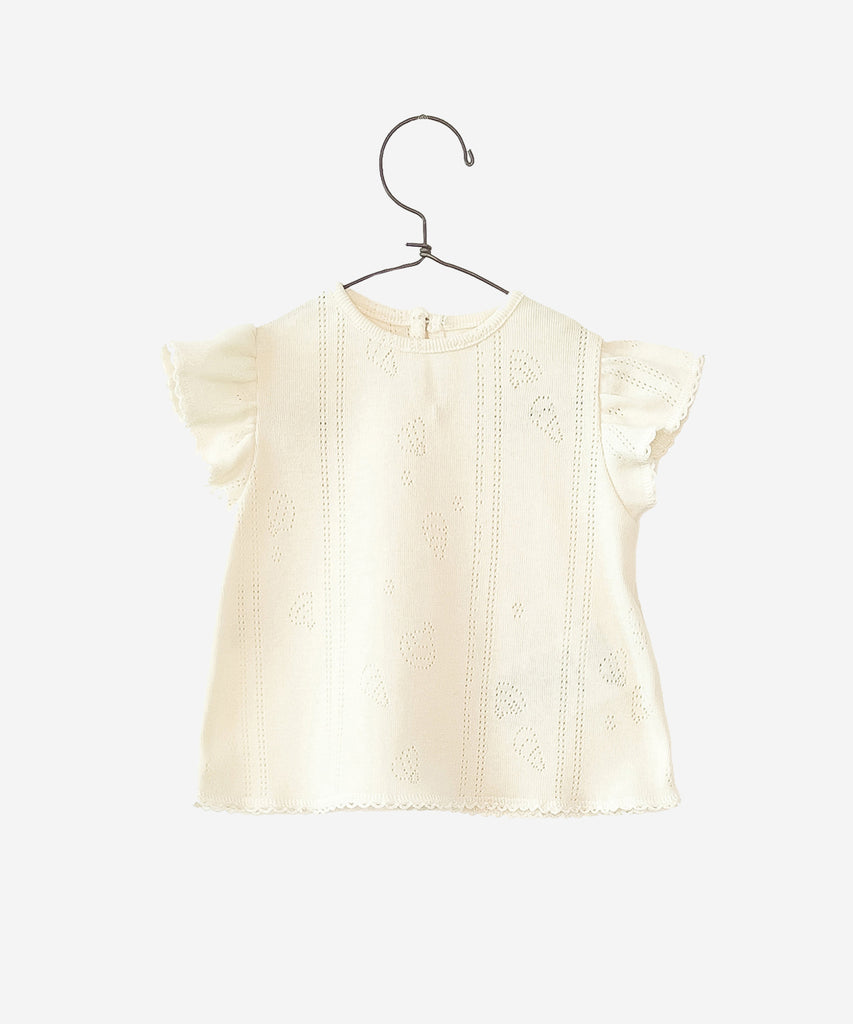 Details:  This Baby Ajour T-Shirt is perfect for warm weather with its short sleeves and lightweight shells fiber material. The button closure on the back provides convenience for dressing and adds extra charm to the design. Made from soft, breathable fabric for maximum comfort for your little one.  Colour: Fiber  Composition:  100.0% Organic Cotton  