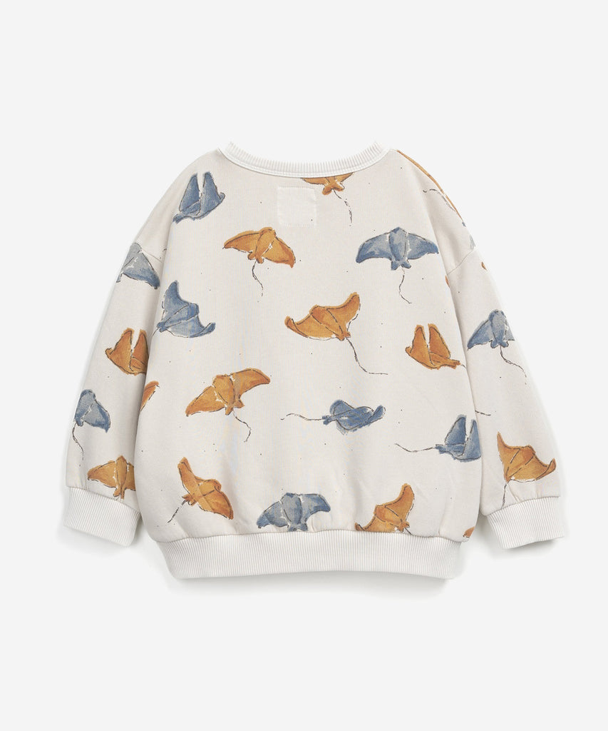 Details: This jersey-stitch sweater is made of a mixture of organic cotton and cotton, Fiber colour. This model has long sleeves and a round neck, elastic cuffs and waist, and our stingray print.  Colour: Fiber  Composition:  70.0% Organic Cotton,30.0% Cotton  