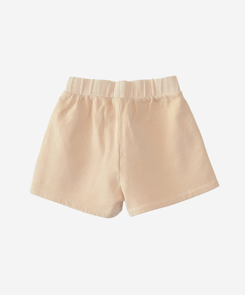 Details: These jersey-stitch shorts are made of a mixture of organic cotton and cotton, Slow colour. The model has an elastic waist, a decorative bow and front pockets.  Colour: Pale vintage rose  Composition:  70.0% Organic Cotton,30.0% Cotton 