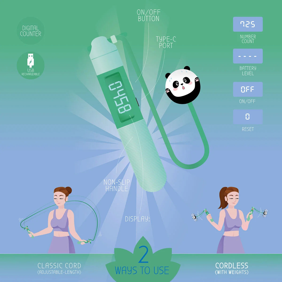 LEGAMI JUMP AROUND - CORDLESS SKIPPING ROPE - PANDA