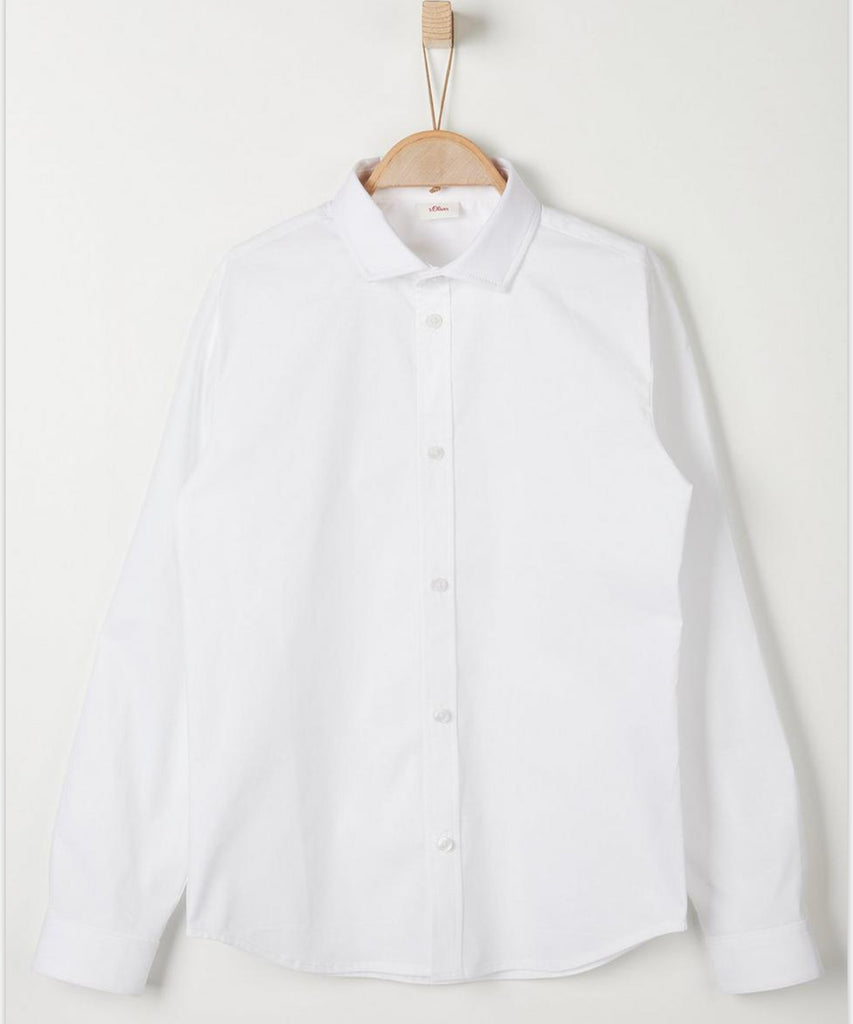Details: This Teen Button Shirt boasts a crisp white color and long sleeve design, with a convenient button closure for effortless styling. Made with high-quality materials, this shirt offers a timeless and versatile addition to any wardrobe. Perfect for both formal and casual occasions, its classic design and comfortable fit make it a must-have for any fashion-forward teen.  Color: White  Composition: 096%CO 004%EL  