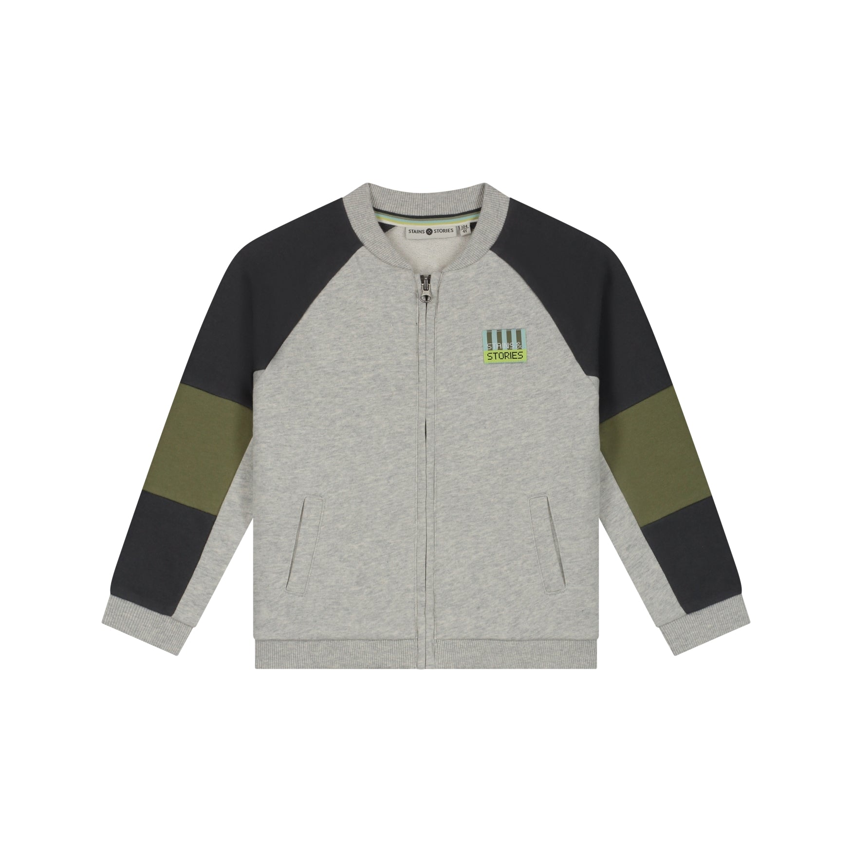 STAINS & STORIES Boys Sweat Cardigan Light Grey Melee