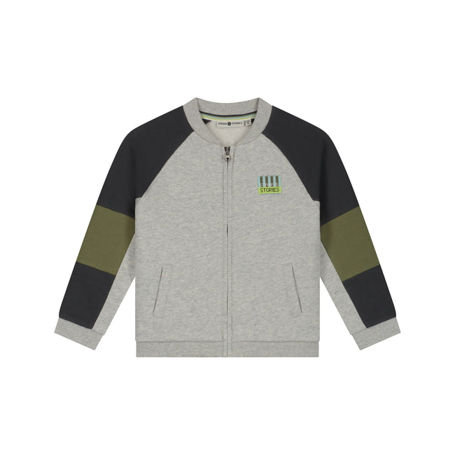 STAINS & STORIES Boys Sweat Cardigan Light Grey Melee