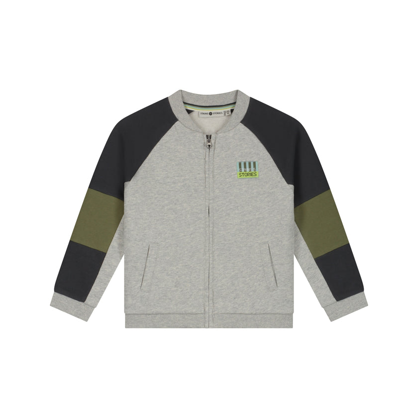 STAINS & STORIES Boys Sweat Cardigan Light Grey Melee