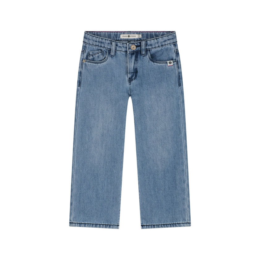 STAINS & STORIES Girls Denim Wide Leg Light Blue Denim