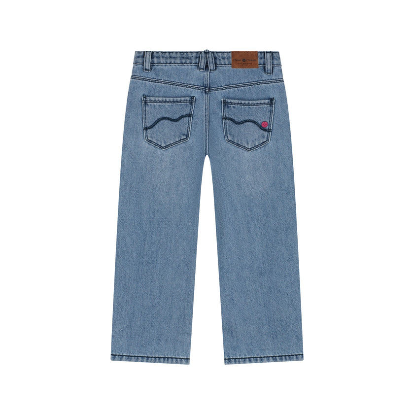 STAINS & STORIES Girls Denim Wide Leg Light Blue Denim