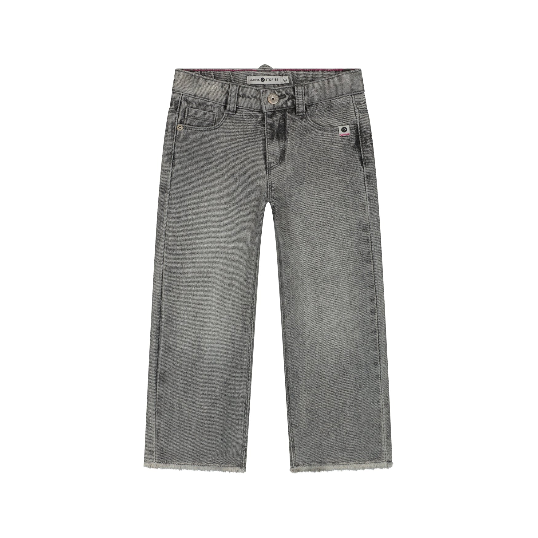 STAINS & STORIES Girls Wide Leg Pants Mid Grey Denim