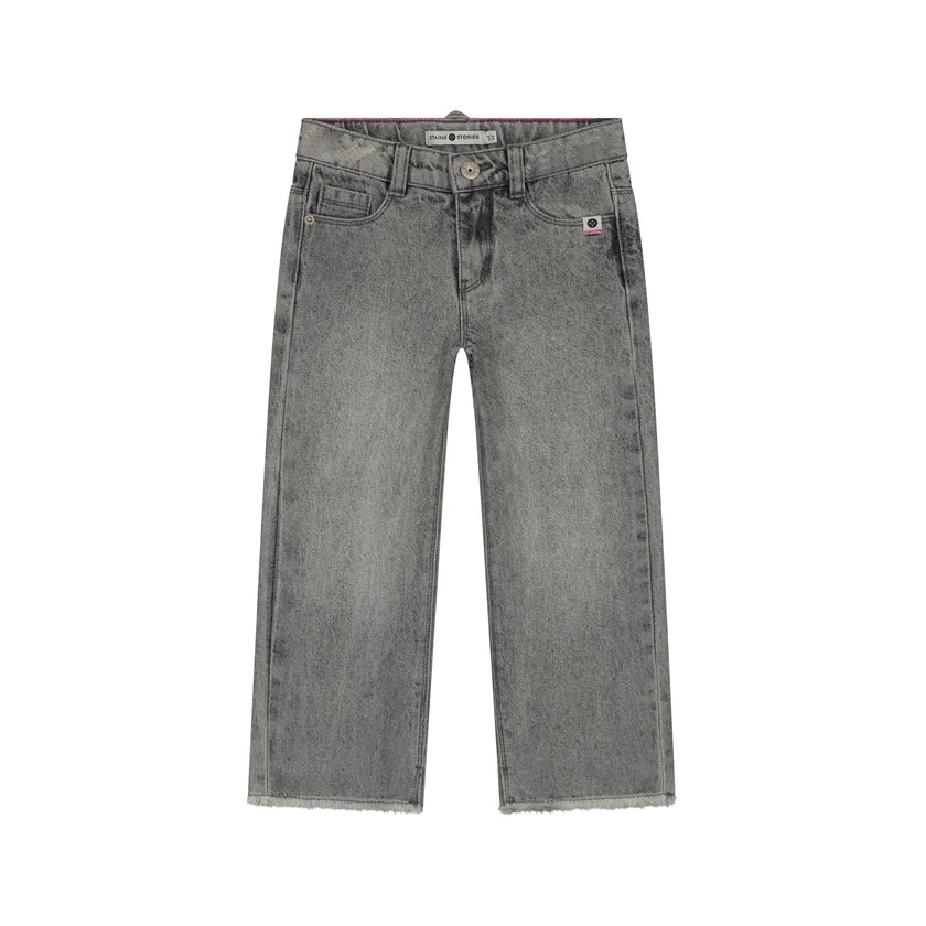 STAINS & STORIES Girls Wide Leg Pants Mid Grey Denim