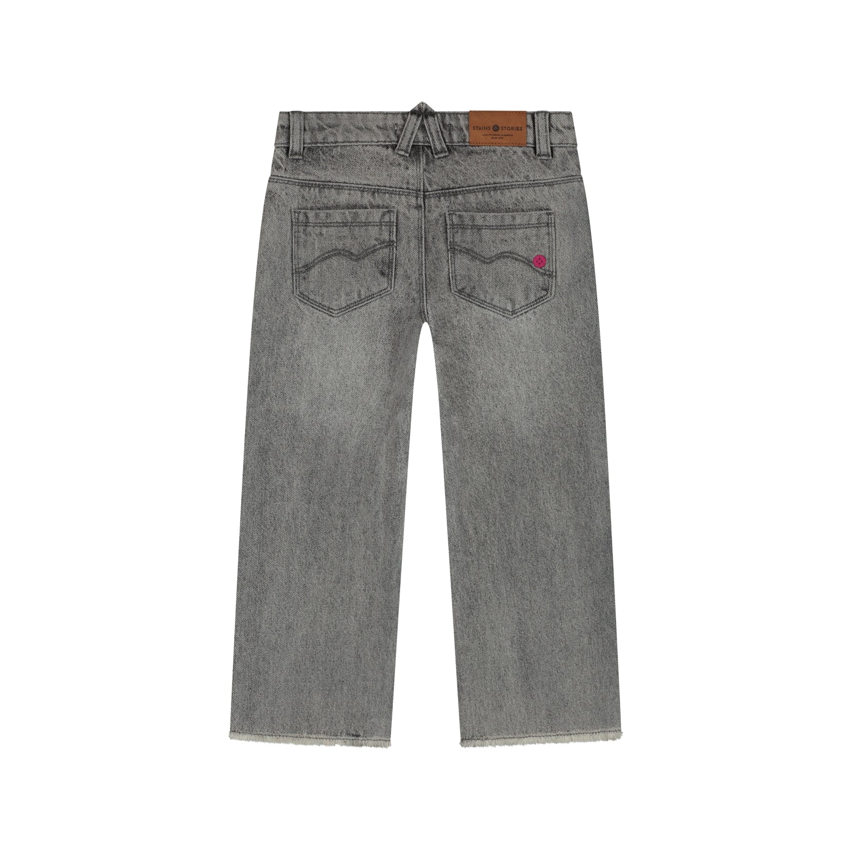 STAINS & STORIES Girls Wide Leg Pants Mid Grey Denim