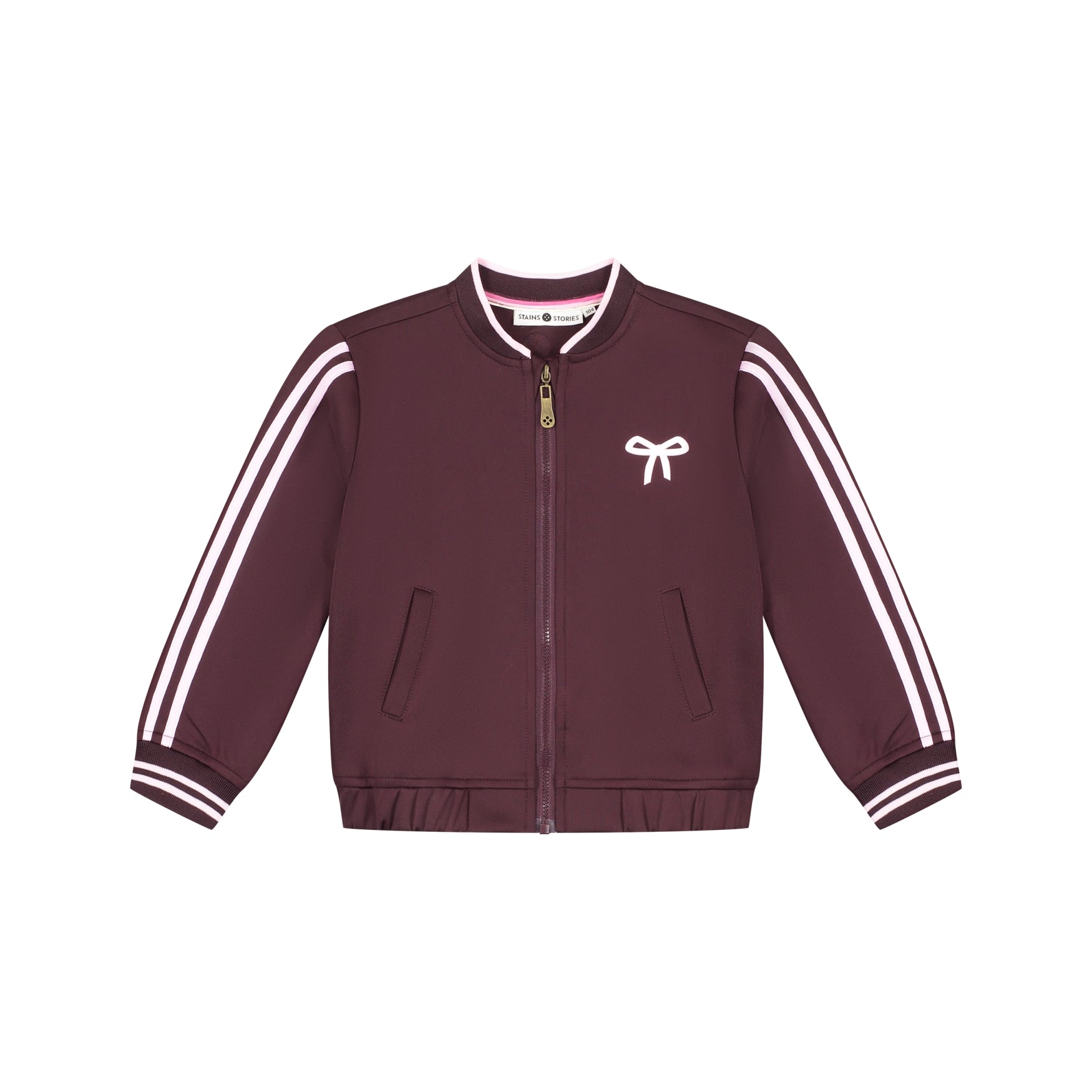 STAINS & STORIES Girls Track Cardigan Wine Red