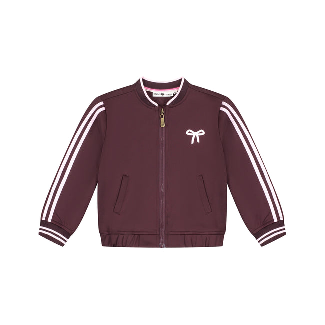 STAINS & STORIES Girls Track Cardigan Wine Red