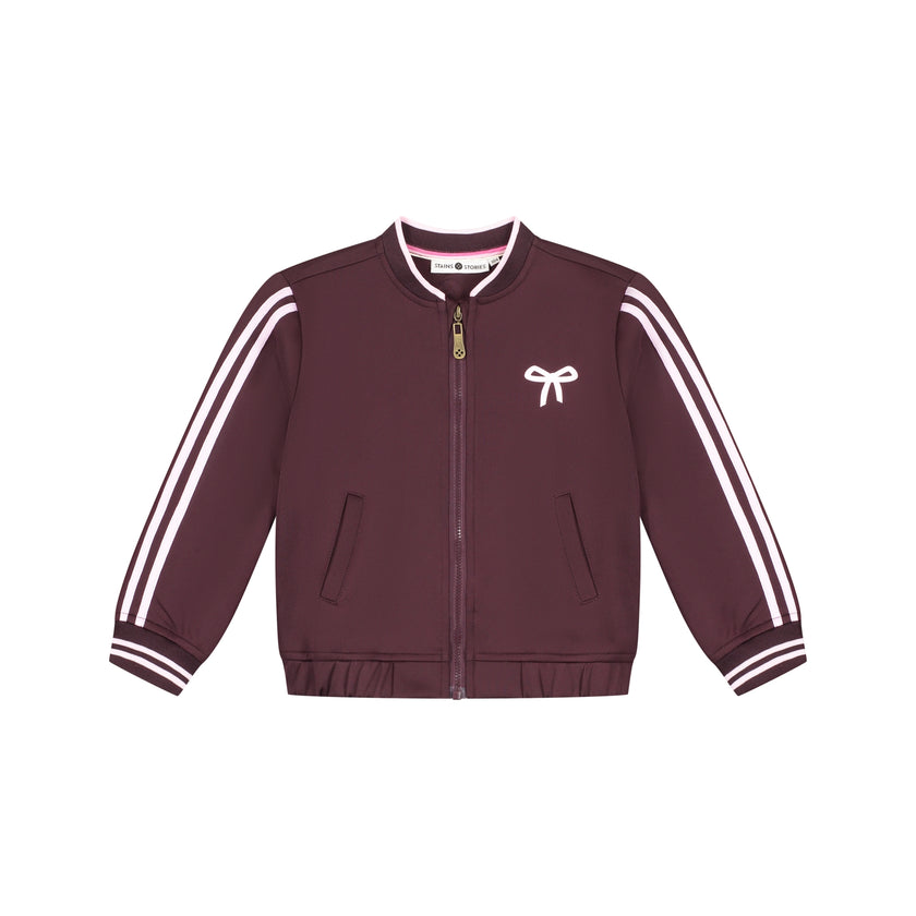STAINS & STORIES Girls Track Cardigan Wine Red