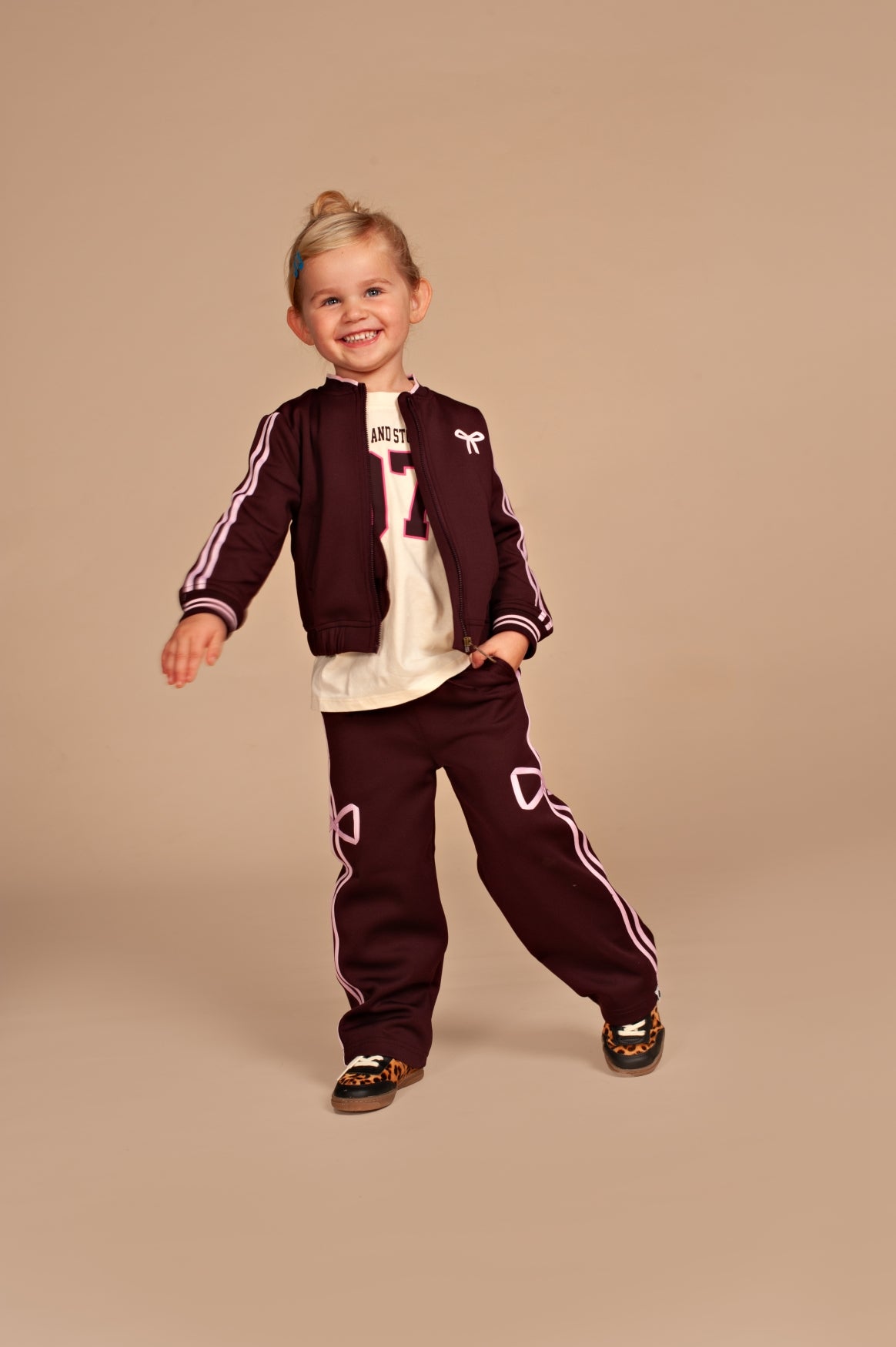 STAINS & STORIES Girls Track Cardigan Wine Red