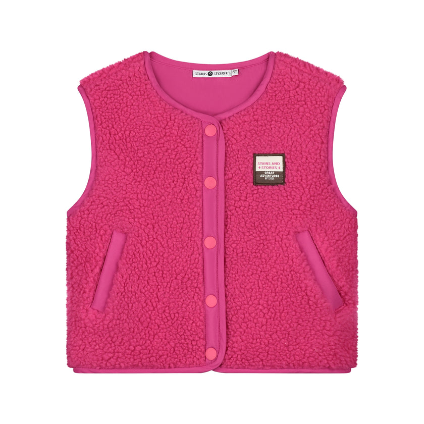 STAINS & STORIES Girls Teddy Gilet Magenta